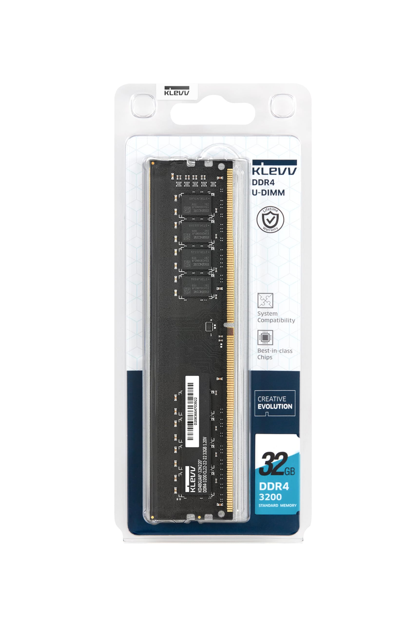 KLEVV DDR4 32GB (1x32GB) 3200MHz CL22 1.2V UDIMM Desktop Ram