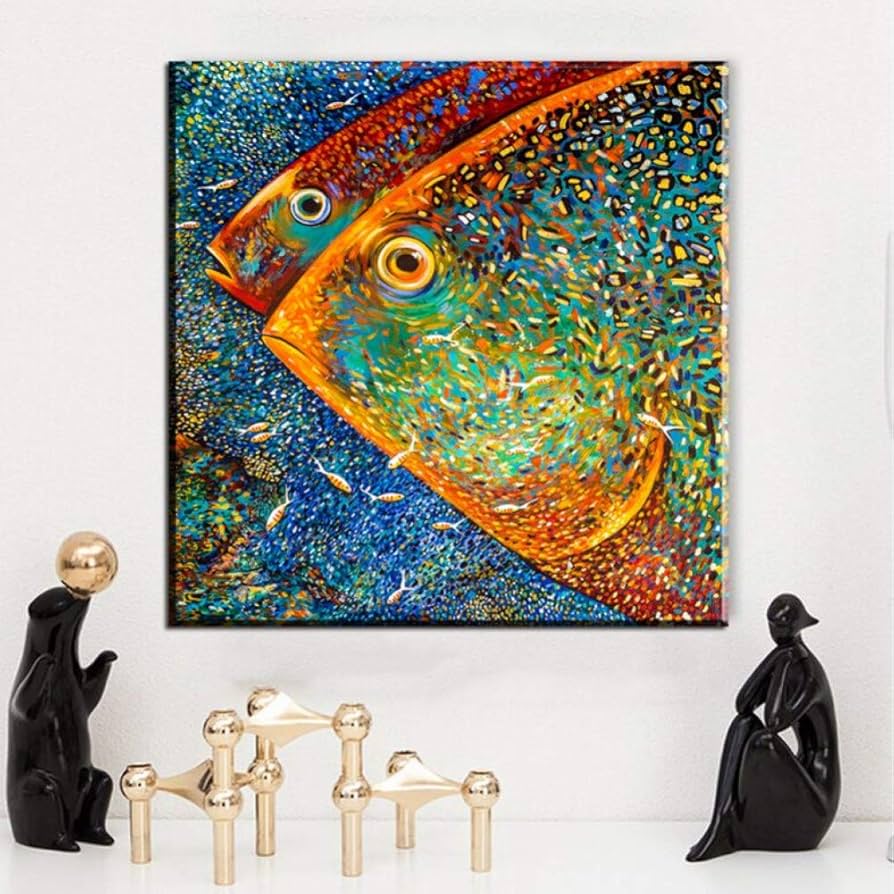 Amazon｜WZYDFH キャンバス壁アートArt魚絵画リビングルームプリント魚