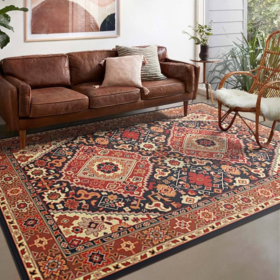 Amazon｜カーペット 3畳 ペルシャ絨毯風 ラグ エスニック 洗える 花柄