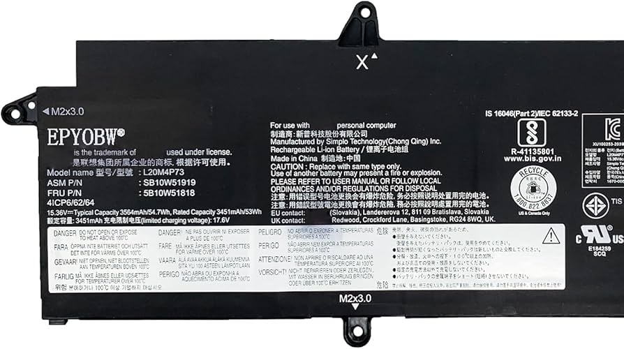 Amazon.com: EPYOBW L20M4P73 Laptop Battery 54.7Wh 3564mAh