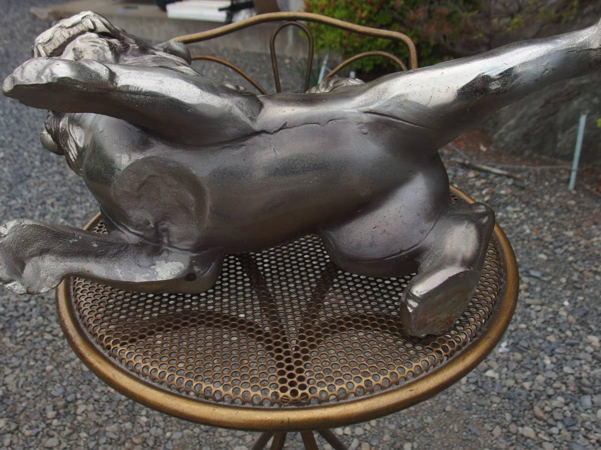 Amazon.co.jp: 【1Ma11O】玉獅子唐獅子置物像狛犬古玩古鉄｜鉄製｜銀色
