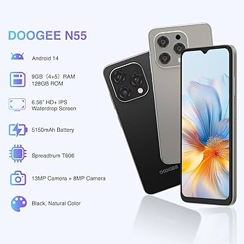 Amazon.com: DOOGEE N55 Android 14 Cell Phone,9GB+128GB Expandable
