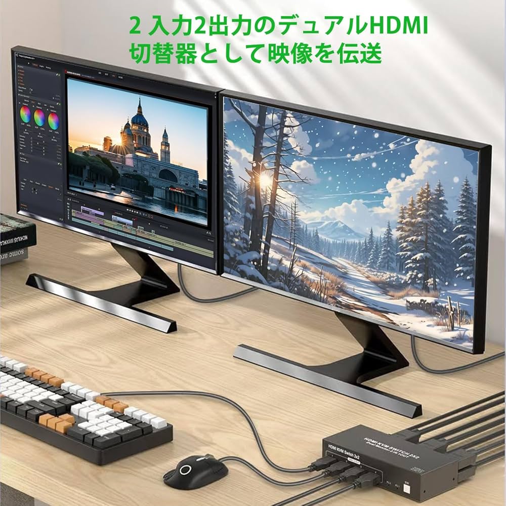 Amazon.co.jp: 【デュアルモニター 同時出力】4K 60Hz HDMI KVM 切替器