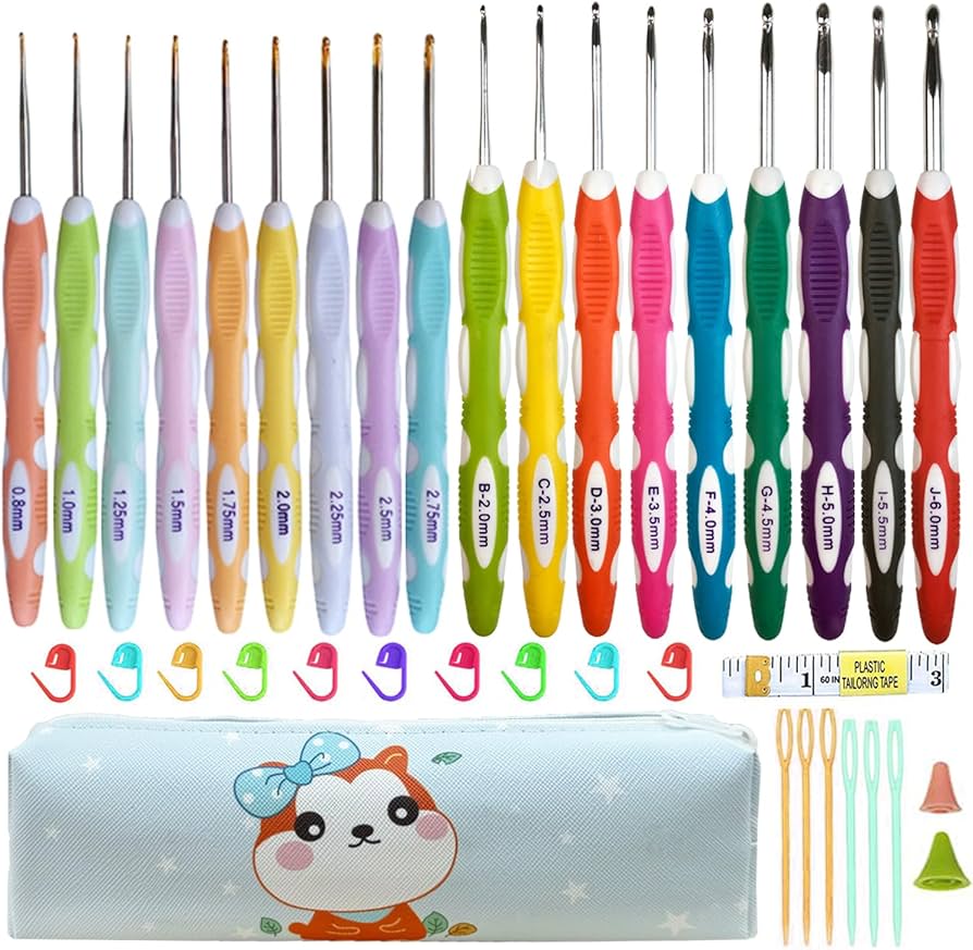 Amazon.com: Mdoker 18 Sizes Ergonomic Crochet Hook Set with Case