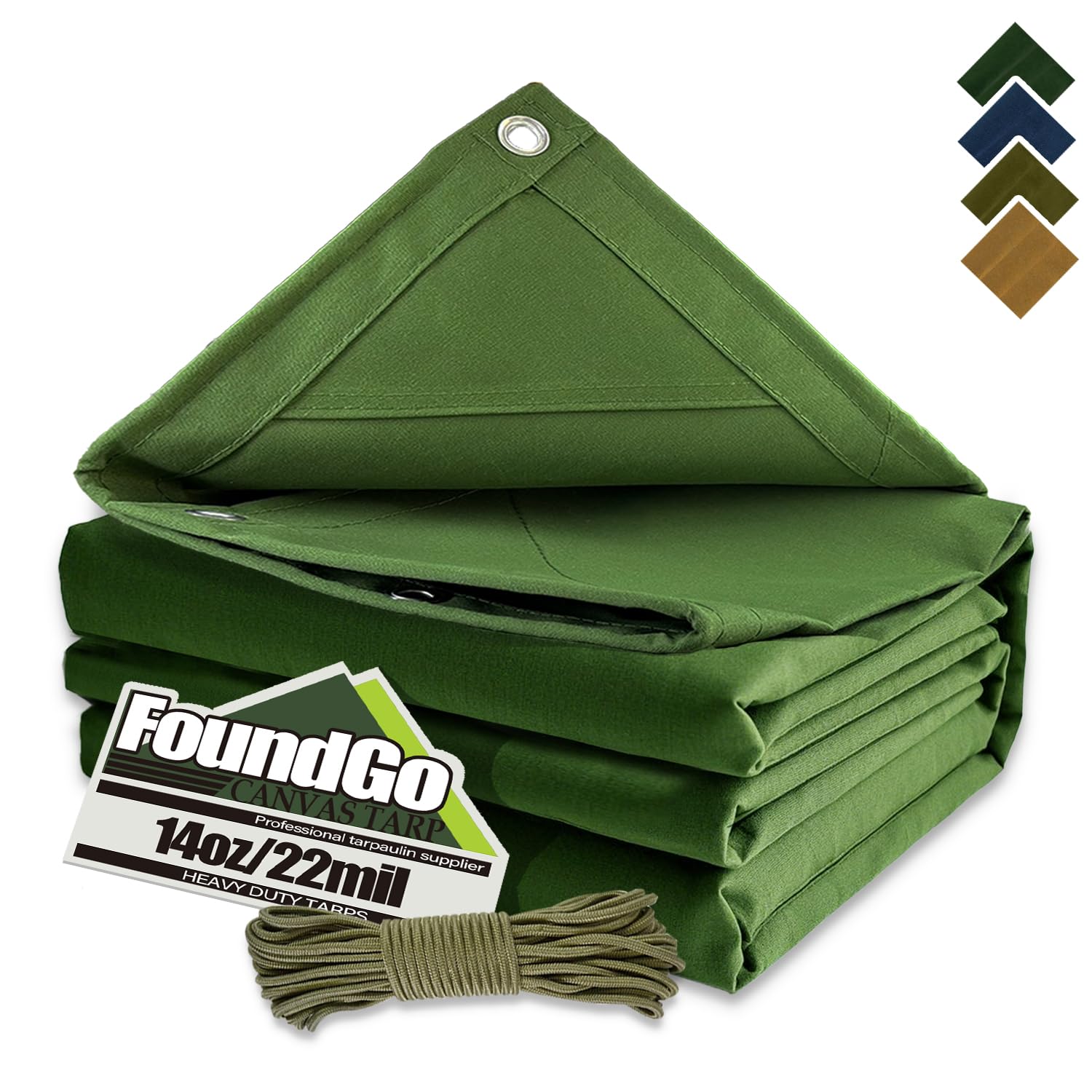 FoundGo Canvas Tarp 6x8ft Heavy Duty Waterresistant Tarps with