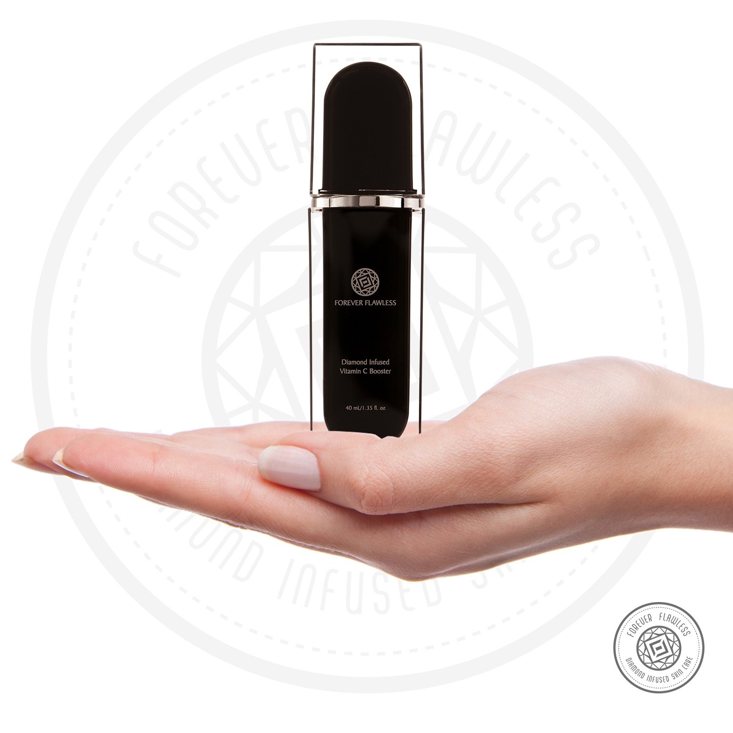 Forever Flawless Diamond Infused Vitamin C Boosting Serum. Black