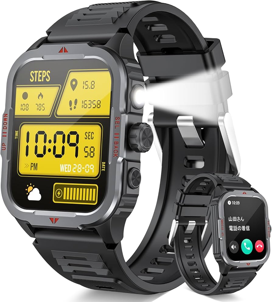 Amazon | スマートウォッチ 【2025年新設計 1.85インチ大画面 懐中電灯