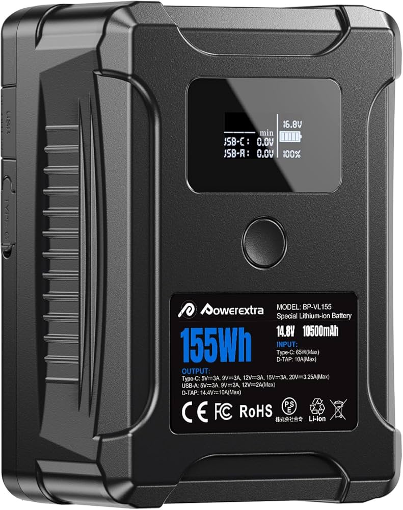 Amazon | 155WhVマウントバッテリー 大容量10500mAh 大容量ビデオ