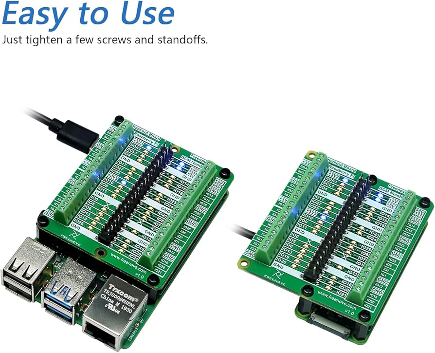 Amazon.com: Freenove Breakout Board for Raspberry Pi 5 / 4B / 3B+