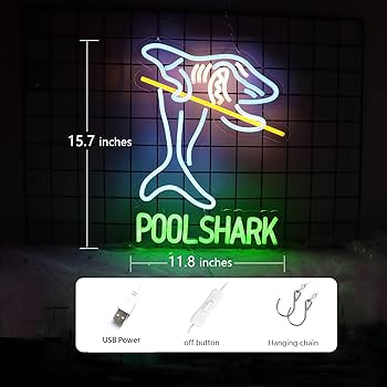 Amazon.com: Vinray Pool Shark Billiards Neon Sign for Game Room