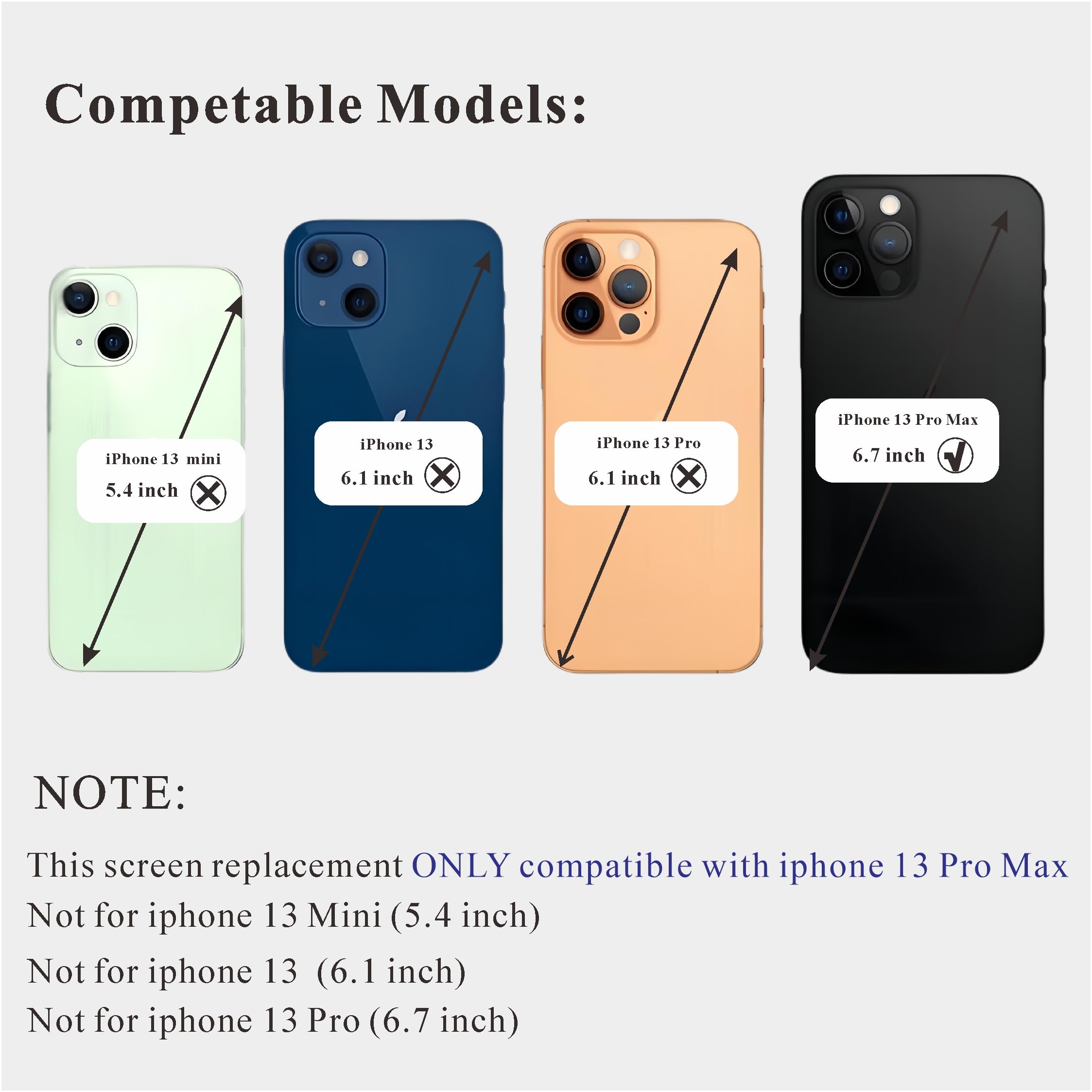 Amazon.com: ZTR for iPhone 13 Pro Max Screen Replacement, 6.7-inch