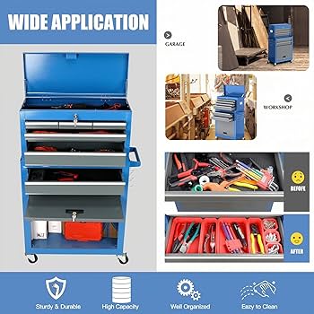 AIRAJ PRO Tool Chest,8-Drawer Tool Box with Wheels,2 in 1