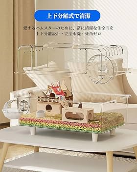 Amazon | ハムスター ケージ 大きい 60cm 透明 ルーミィ 仕切り 2階