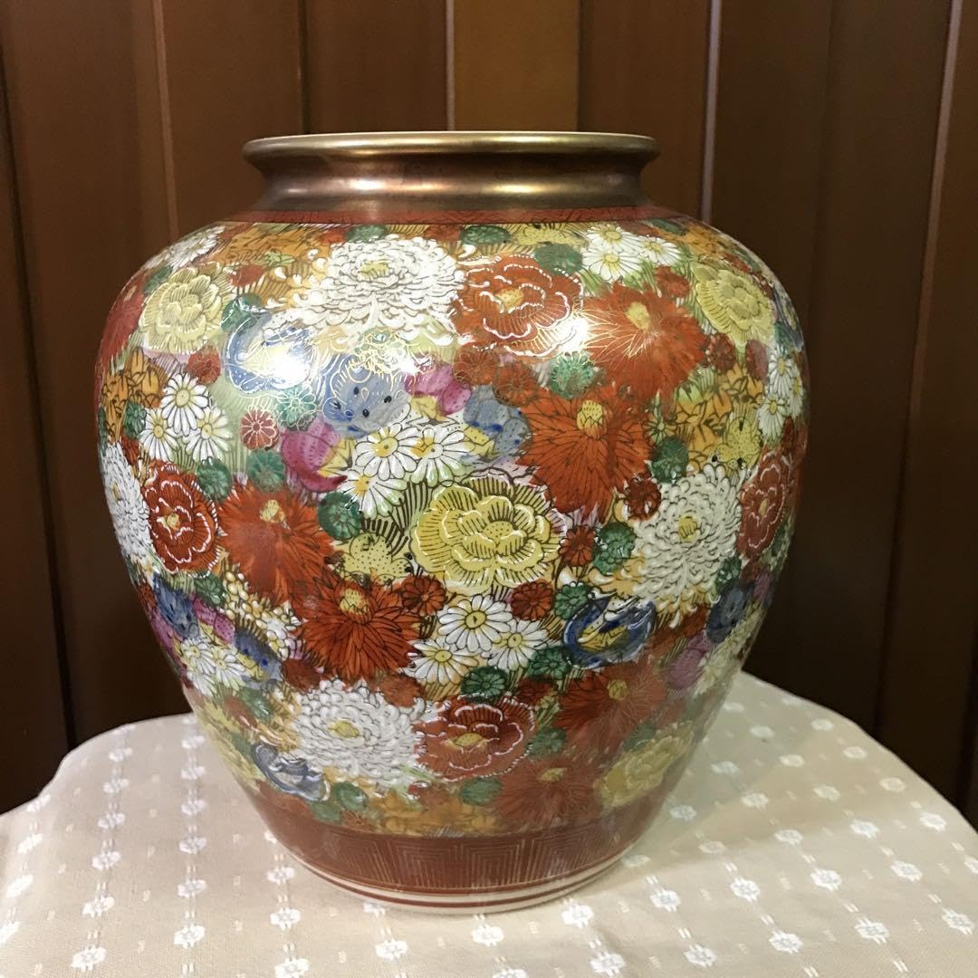 九谷焼 骨董 花器 明陶苑 花瓶 投入れ Japanesetraditional 九谷焼