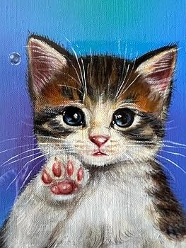 Amazon.co.jp: 八代亜紀 『リラックス』 猫 油彩 絵画油絵原画 : おもちゃ