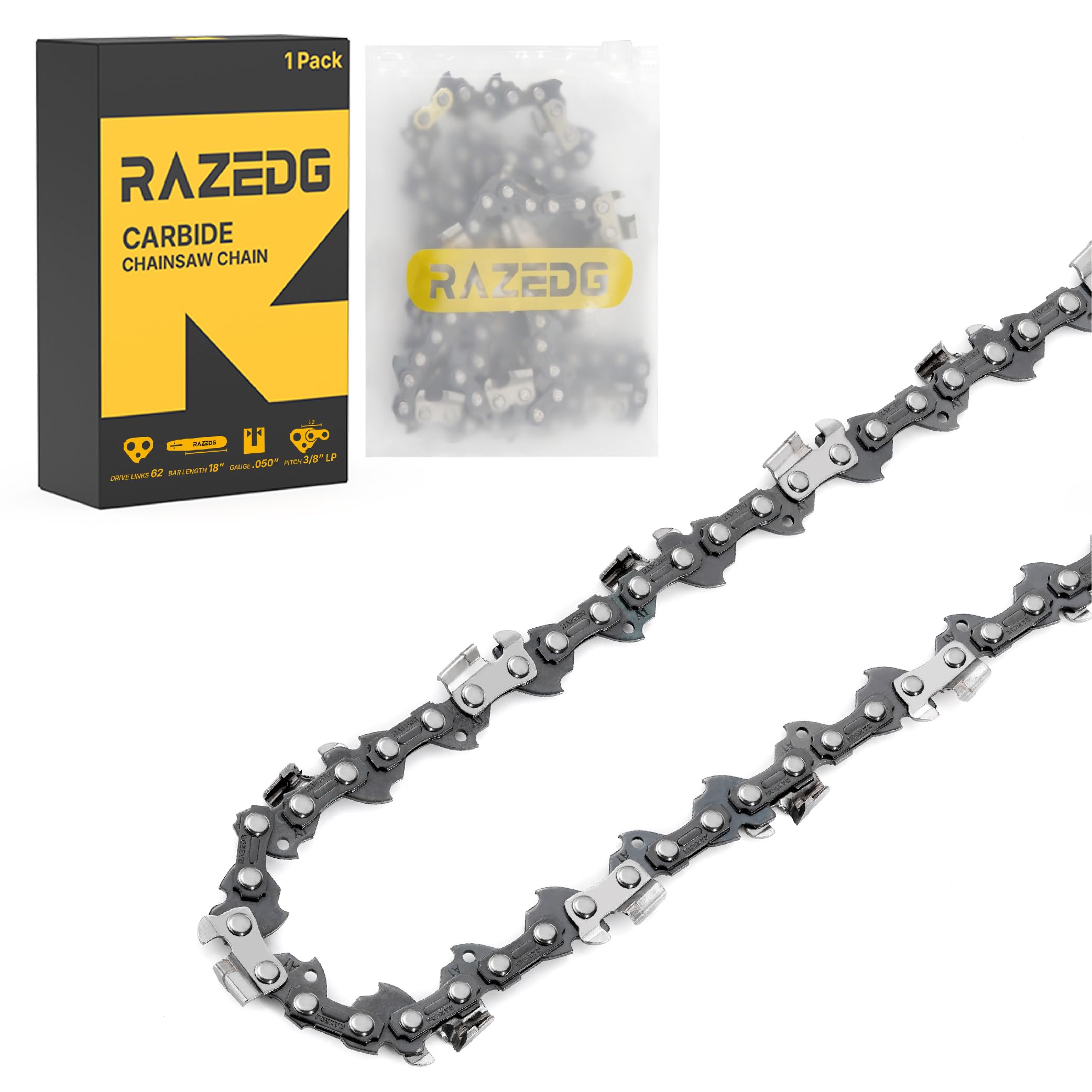 Amazon.com: RazEdg 18 Inch Carbide Chainsaw Chain, 3/8
