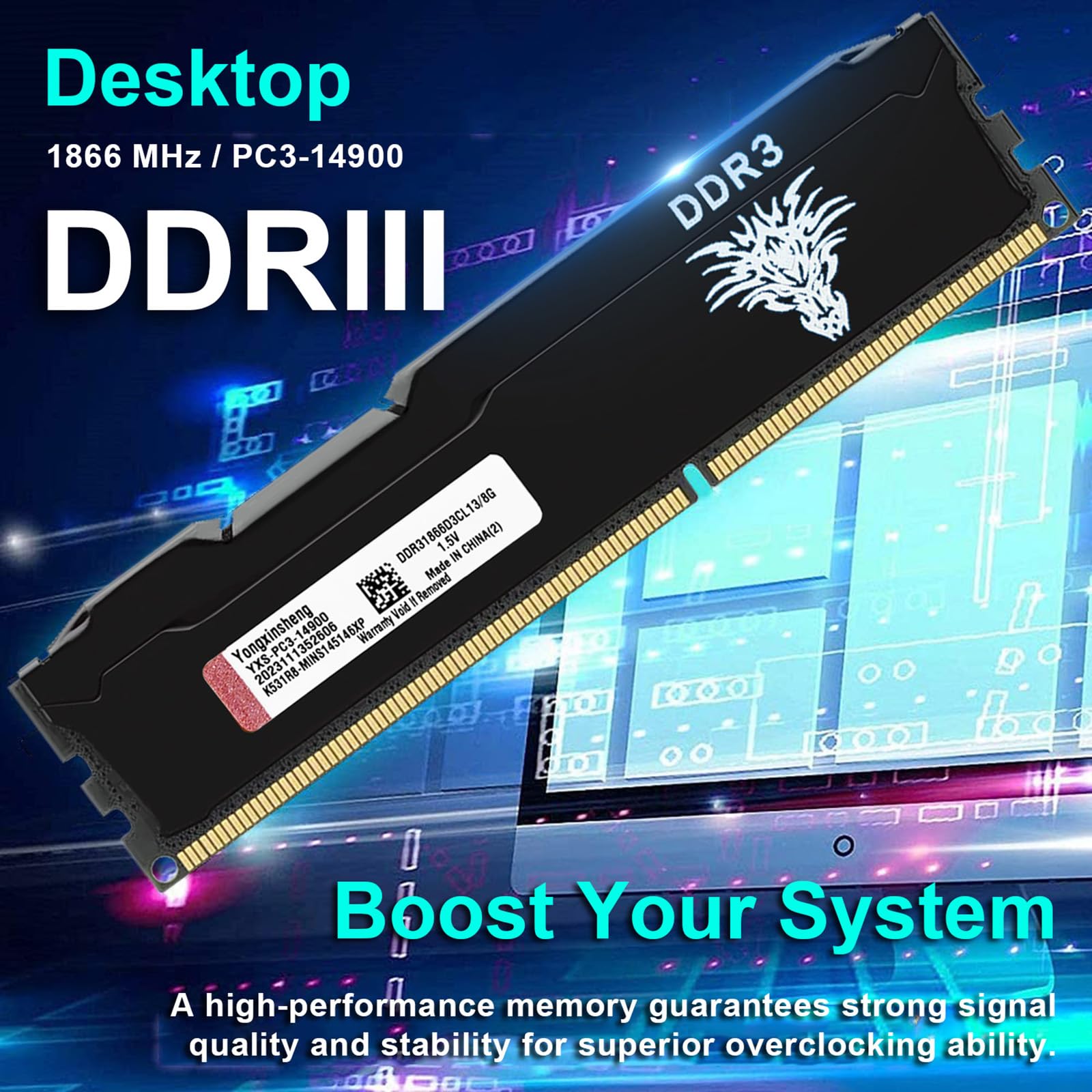 Yongxinsheng DDR3 32GB Kit (8GBx4) Desktop RAM 1866MHz PC3-14900