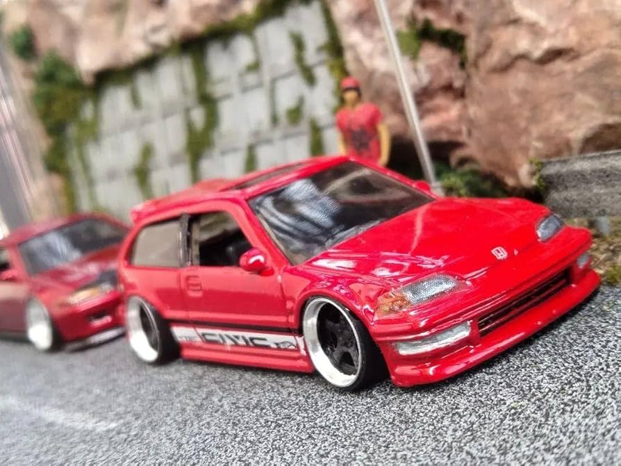 Amazon.co.jp: ホットウィールカスタム シビック EF9 赤自作アルミリム