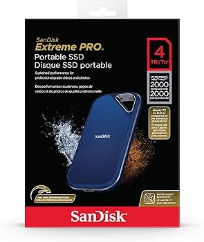 SanDisk Extreme Pro Portable SSD, 4TB, Royal Blue, Up to 2000MB/s