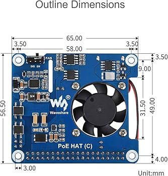 Amazon.co.jp: waveshare PoE HAT Raspberry Pi 4 B/3 B+用 Power Over