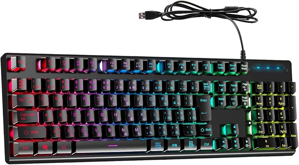 Amazon | メンブレン ゲーミングキーボード USB有線キーボード