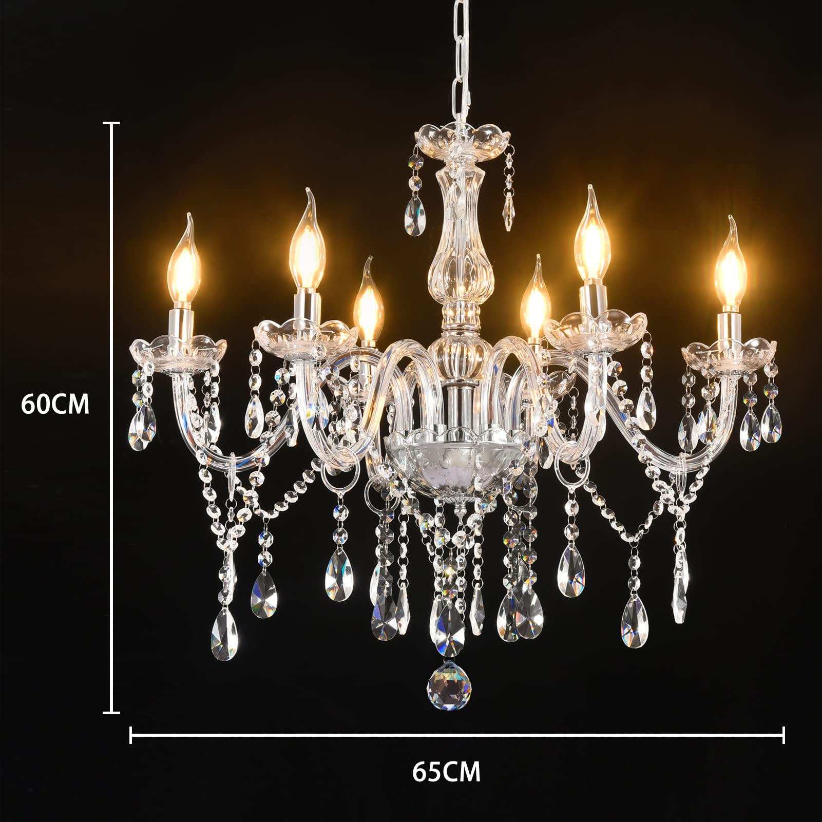 Amazon.co.jp : シャンデリア クリスタル (プラスチックではない) 6灯