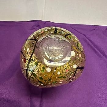 Amazon.co.jp: 現代の名工 人間国宝 ガラス工芸家 黒木国昭作 金彩象嵌