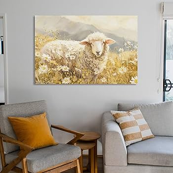 Amazon.co.jp: 絵画 真っ白な羊 アートパネル ポスター かわいい面白い