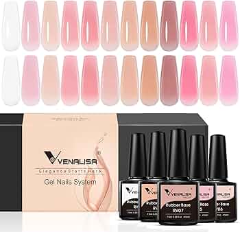 Amazon.com : VENALISA 3 in 1 Rubber Base Gel For Nails, 12 Colors