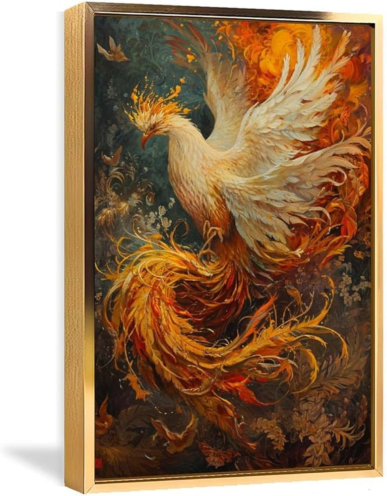 Amazon.co.jp: 絵画 豪華な金色の鳳凰 アートパネル ポスター イラスト