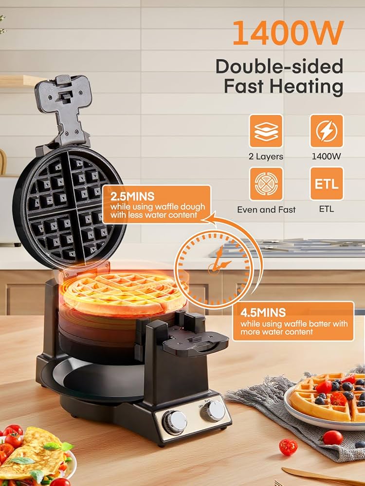 Amazon.com: FOHERE 2-in-1 Omelette Maker&Waffle Maker, 1400W