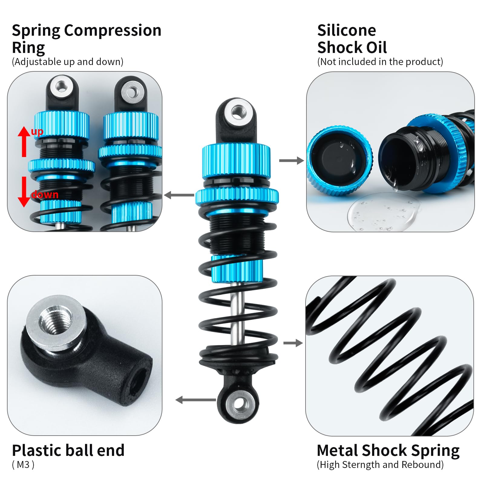 Amazon.co.jp: TRZX 4個 RC の衝撃の前部及び後部衝撃吸収材のダンパー