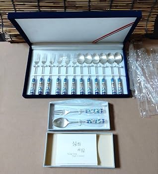 Amazon | 銀製 韓国 スプーン フォーク セット カトラリー 共箱付
