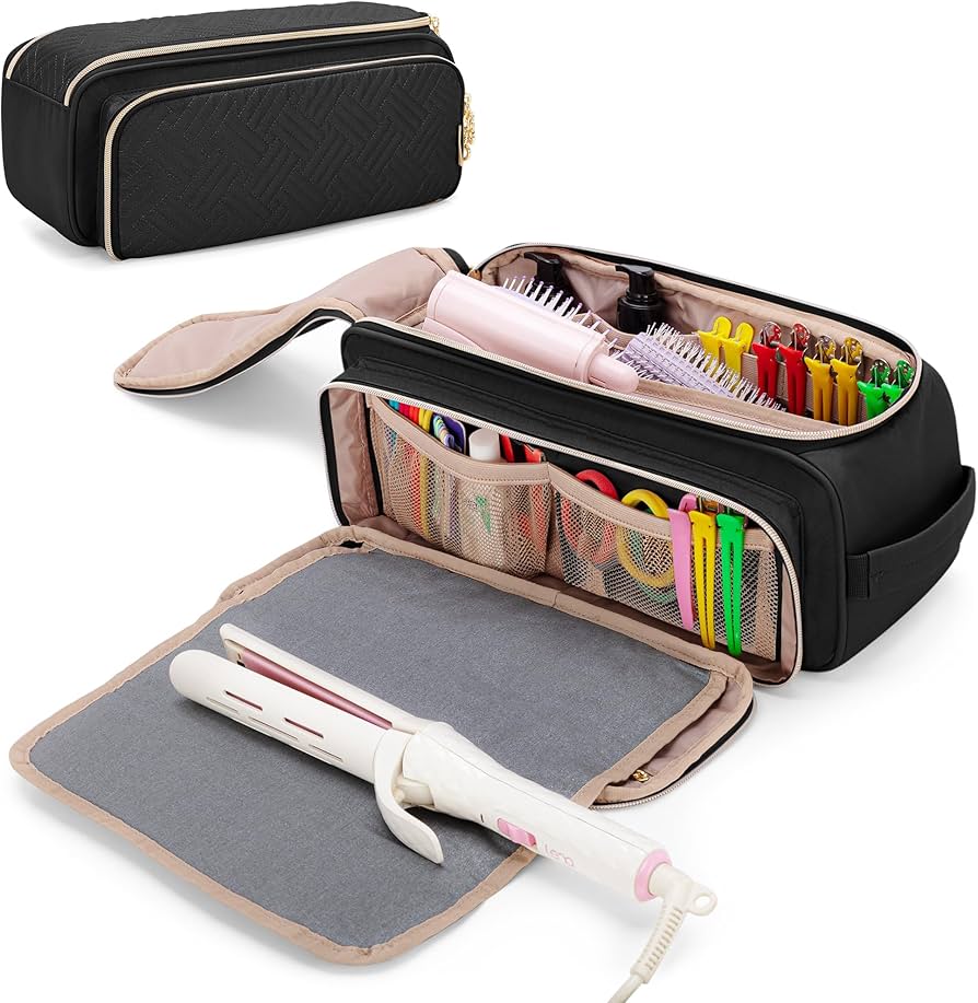 Amazon | Yarwo ヘアアイロン収納ケース 耐熱マット付き ヘアケア用品