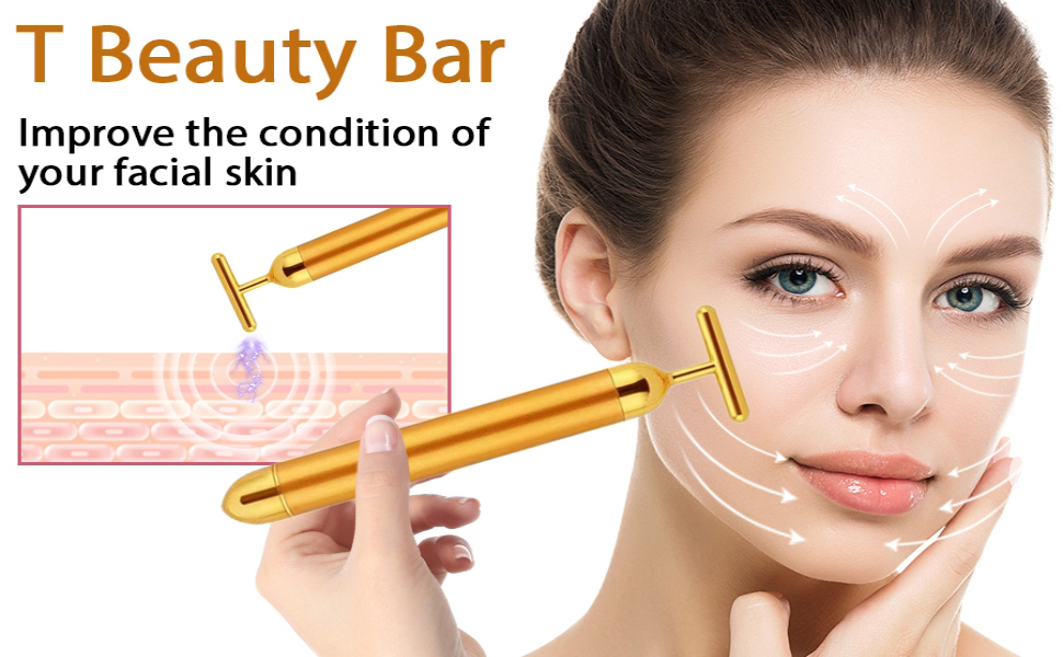 Amazon.com: Beauty Bar 24k Gold Skin Care Face Massager Roller, 2