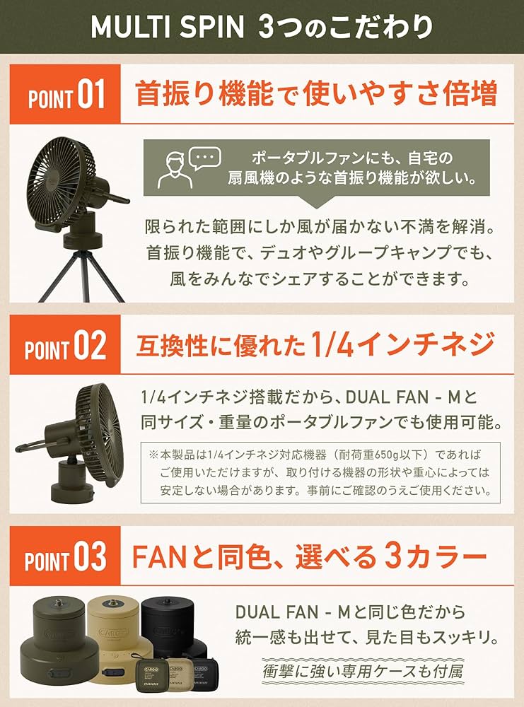 Amazon.co.jp: CARGO CONTAINER カーゴコンテナ MULTI SPIN ファン 首