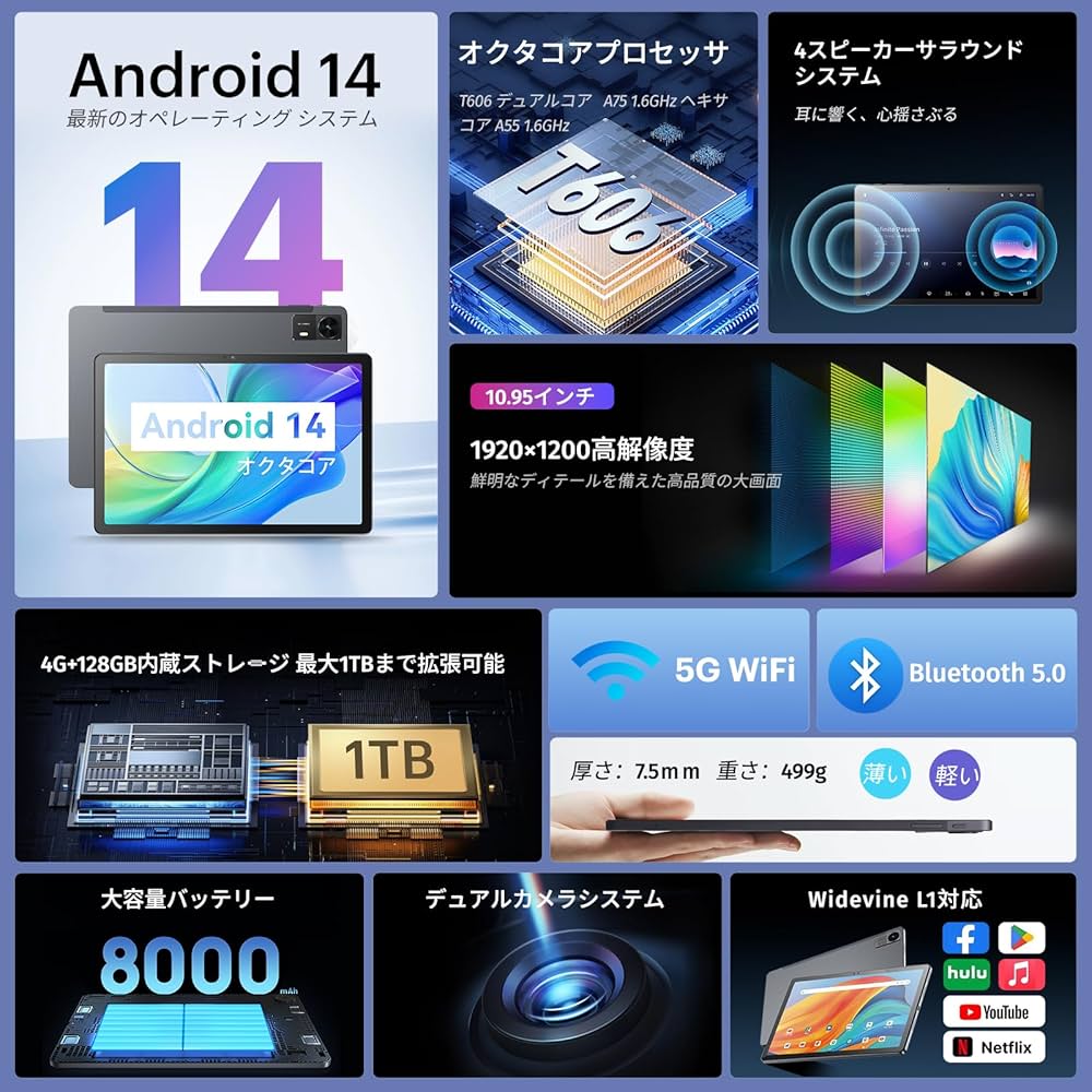 Amazon.co.jp: BWJBSWタブレット10.95インチWi-Fiモデル4GB+128GB+1TB