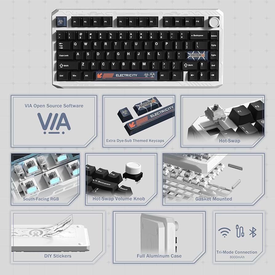 Amazon.com: Womier ERA75 75% Wireless Mechanical Keyboard with VIA