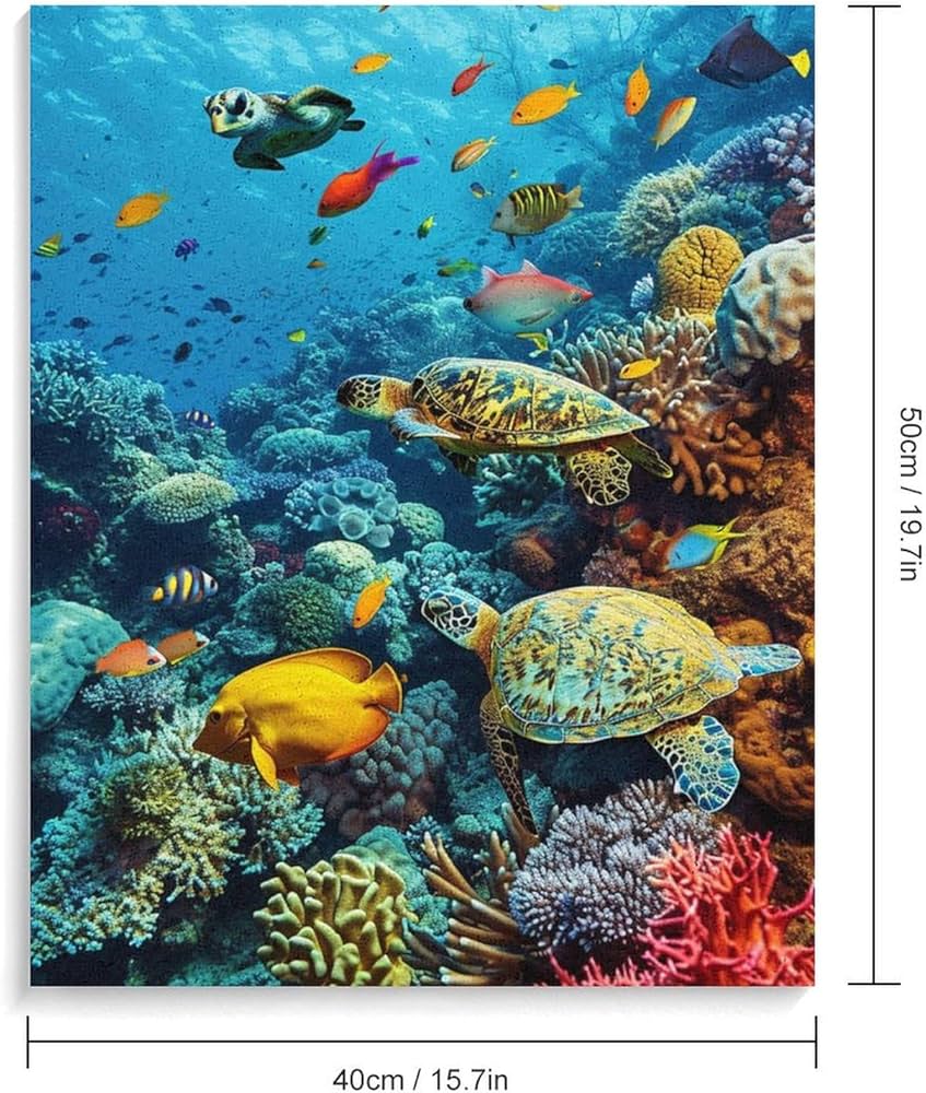 Amazon | 水中世界のサンゴと魚たち 数字キットによる絵画 数字油絵