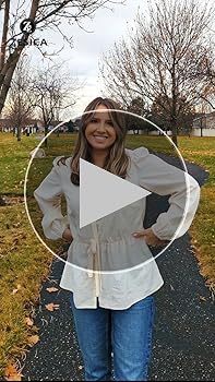 ZESICA Womens Tops Tie Front Long Puff Sleeve Button Peplum