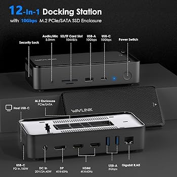 Amazon.com: WAVLINK Laptop Docking Station 3 Monitors, 12 in 1 USB