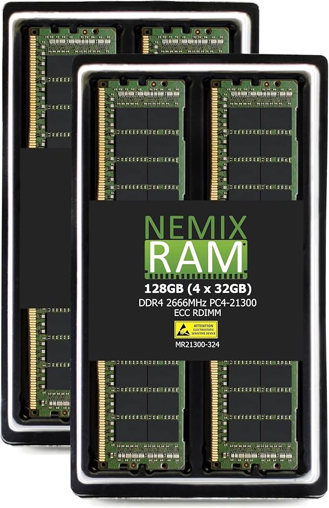NEMIX RAM 128GB (4X32GB) DDR4 2666MHZ PC4-21300 2Rx4 1.2V CL19 288