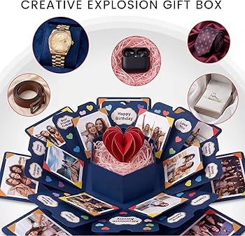Amazon.com: Koogel Explosion Gift Box, Blue Exploding Photo Album