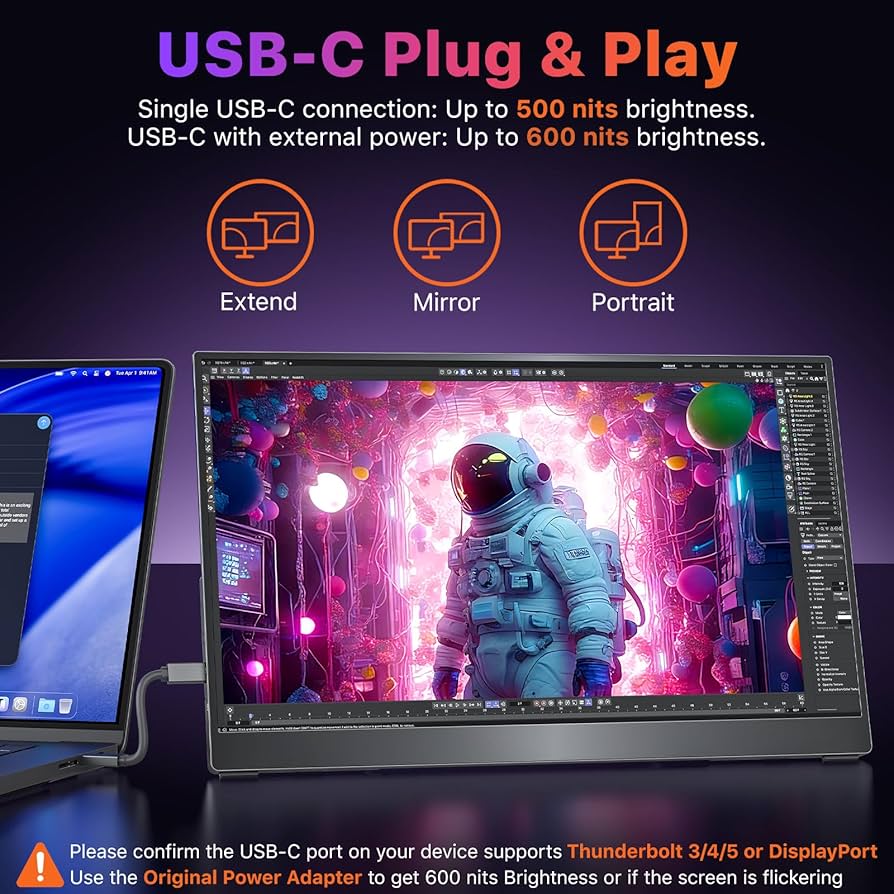 Amazon.com: cocopar Portable Monitor 17.3 Inch 4K UHD 60Hz 150