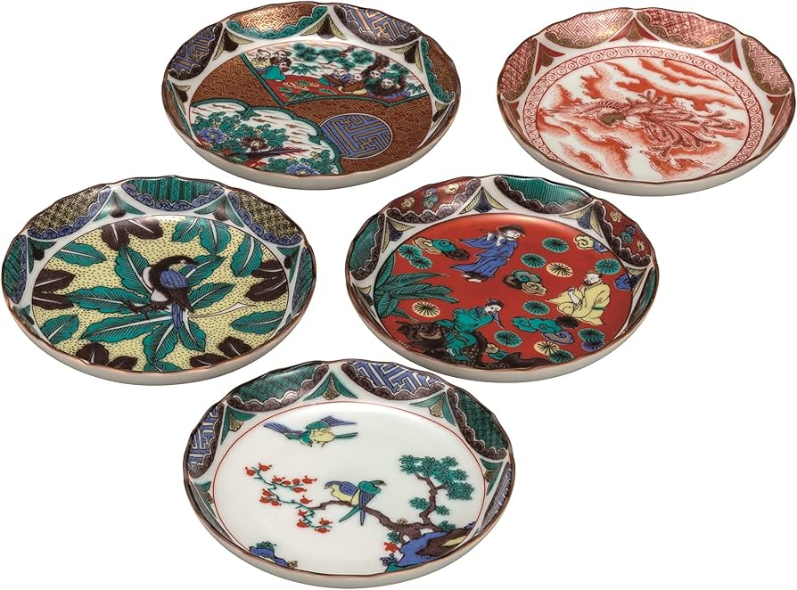 Amazon｜九谷焼いわたや 九谷焼皿揃(4.5号)時代絵 K7-87｜小皿