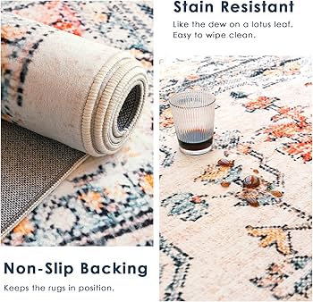 VK VK·LIVING 5x7 Area Rug Washable Rugs for Living Room Rug