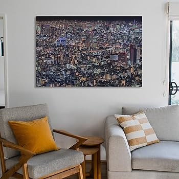 Amazon.co.jp: 絵画 東京夜景インテリア 絵画 魅力的な都市景観 日本の