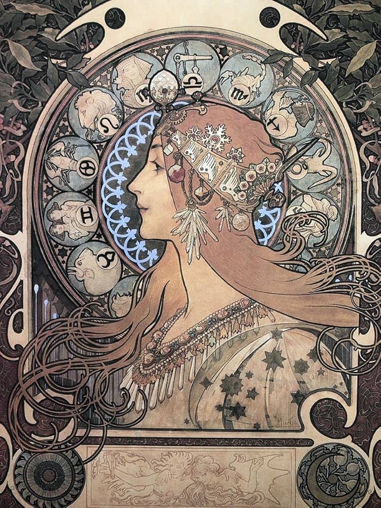 Amazon.co.jp: アルフォンス ミュシャ 黄道十二宮 A4 ポスター 輸送用