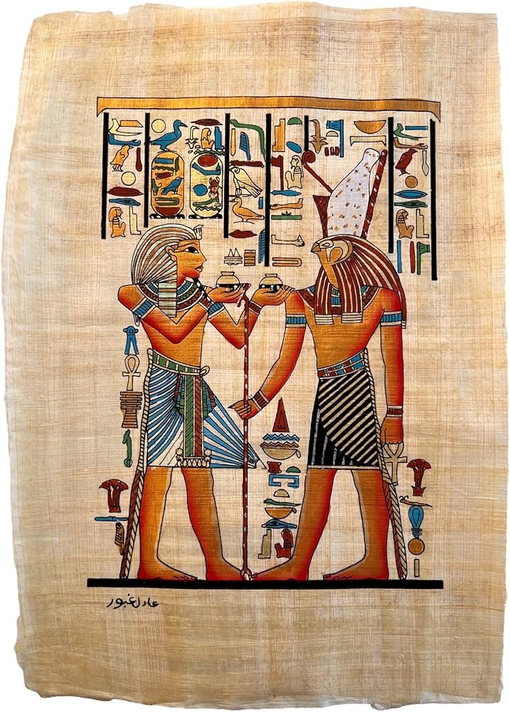 Amazon.co.jp: パピルスアート、ホルス神への捧げ、古代エジプトの