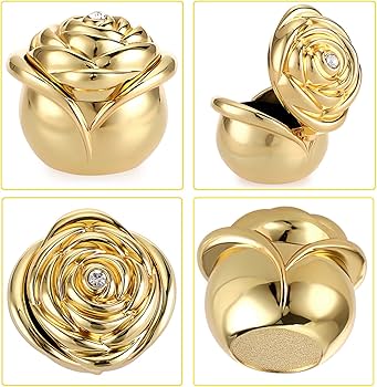 Amazon.com: Hipiwe Rose Shape Vintage Jewelry Box - Gold Metal